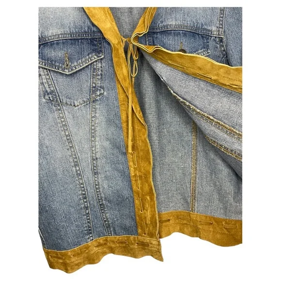 Brandon Thomas Woman’s Lightweight Blue Jean/Suede Jacket Size Medium - Picture 6 of 8